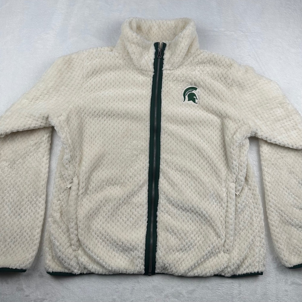 Columbia Fire Side II Sherpa Full Zip Ivory Jacket Womens XXL Michigan State MSU